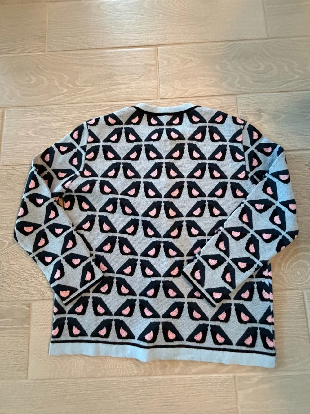 FENDI Geometric Bird Knit Cardigan Sweater Size Large VGUC